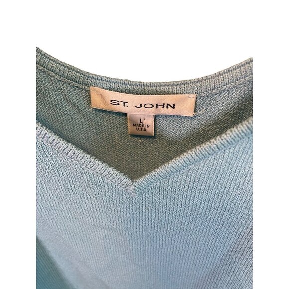 St. John Blue Knit V Neck Camisole Top Sz L - Picture 3 of 9